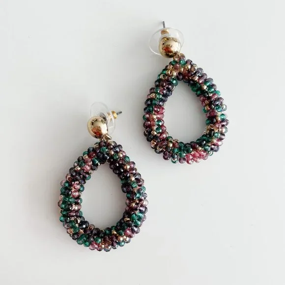 LOFT Beaded Teardrop Earrings (Multi Color) - Picture 1 of 3